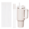 12Pack Replacement Straws For Stanley 40oz Tumbler Reusable Clear Plastic Straws With Cleaning Bru 5