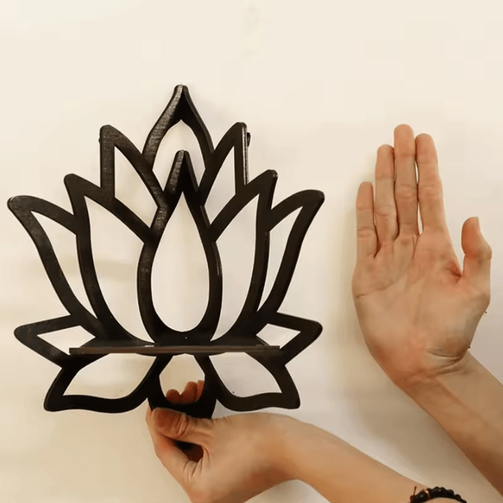 Lotus Wooden Wall Shelf For Essential Oils Candles Decorative Aromatherapy Corner Organizer 2