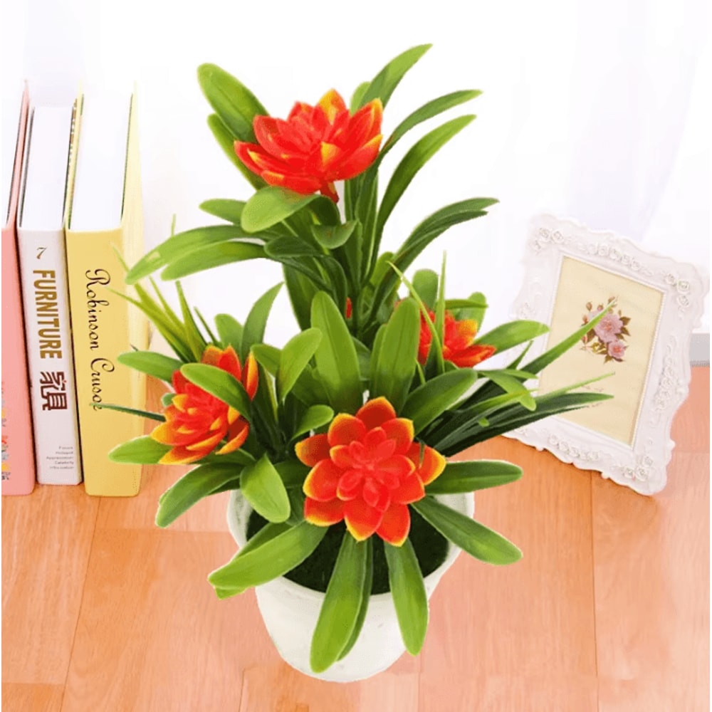 Artificial Flower Bonsai Plant In Pot Realistic Desktop Decor For Home Office And Wedding 2