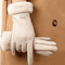 Beige Touchscreen Winter Gloves With Plush Lining Warm Thermal Gloves For Outdoor Use 4