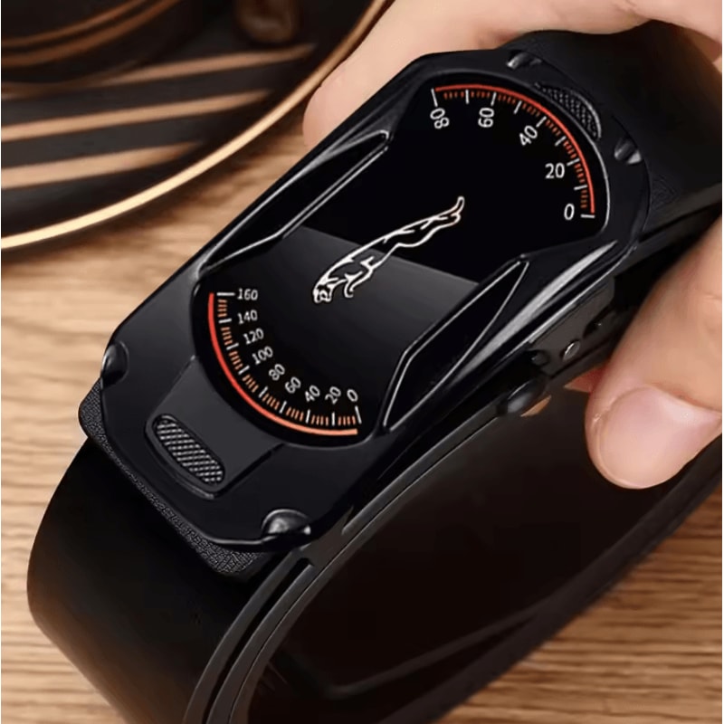 Mens PU Leather Belt Automatic Buckle 47 Inch Adjustable Dress And Casual Belt 6