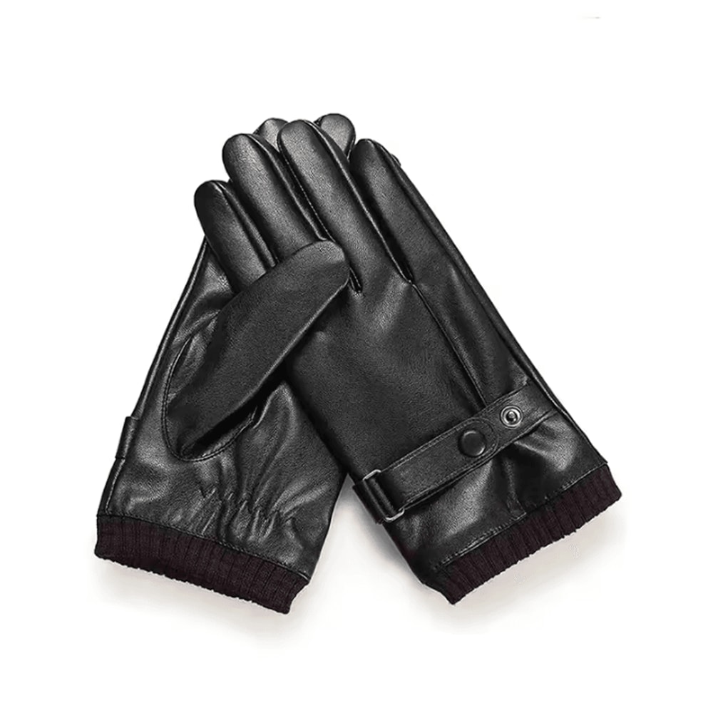 Mens PU Leather Touchscreen Gloves Thin Winter Driving Gloves Non Slip Full Finger 1