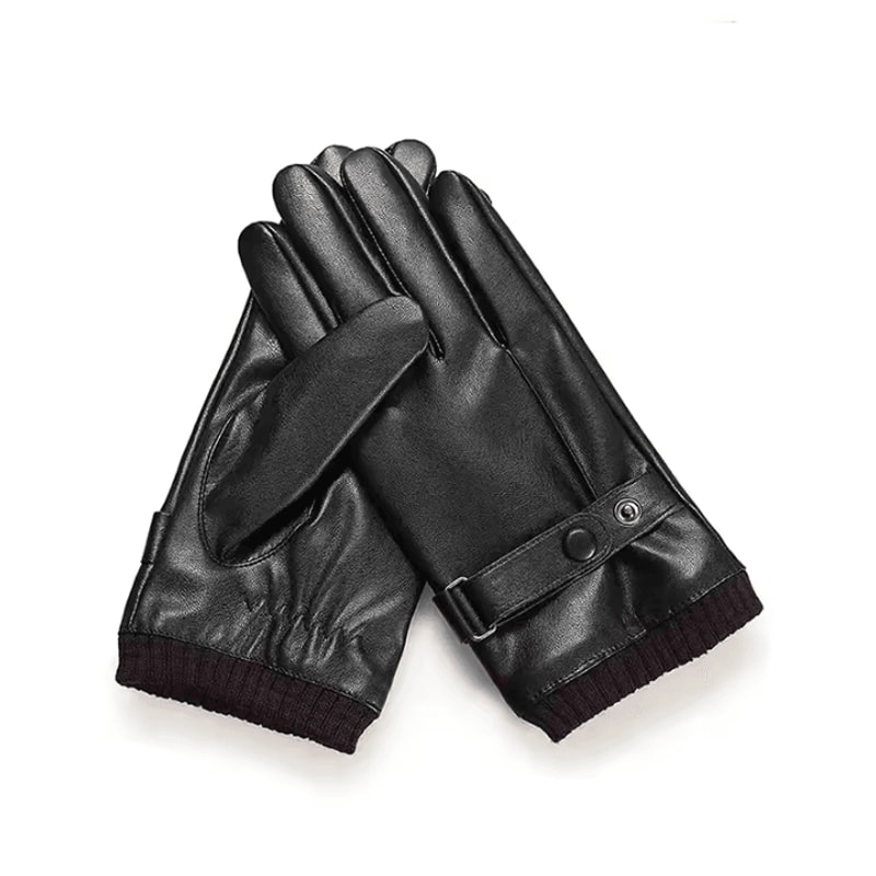 Mens PU Leather Touchscreen Gloves Thin Winter Driving Gloves Non Slip Full Finger 1