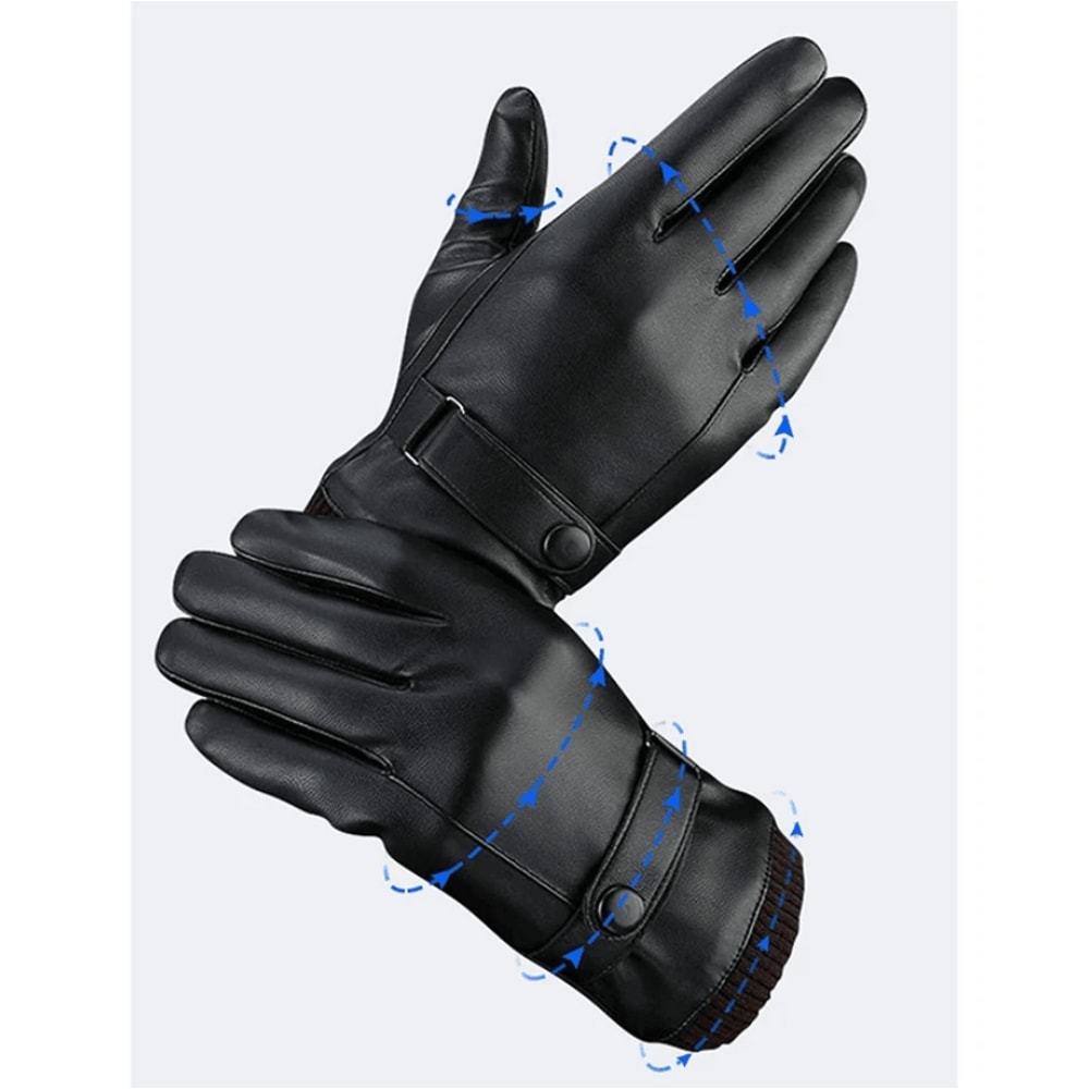 Mens PU Leather Touchscreen Gloves Thin Winter Driving Gloves Non Slip Full Finger 2