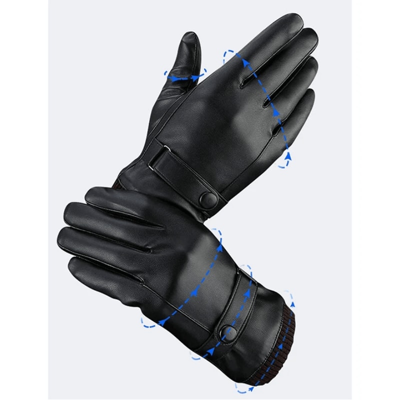 Mens PU Leather Touchscreen Gloves Thin Winter Driving Gloves Non Slip Full Finger 2