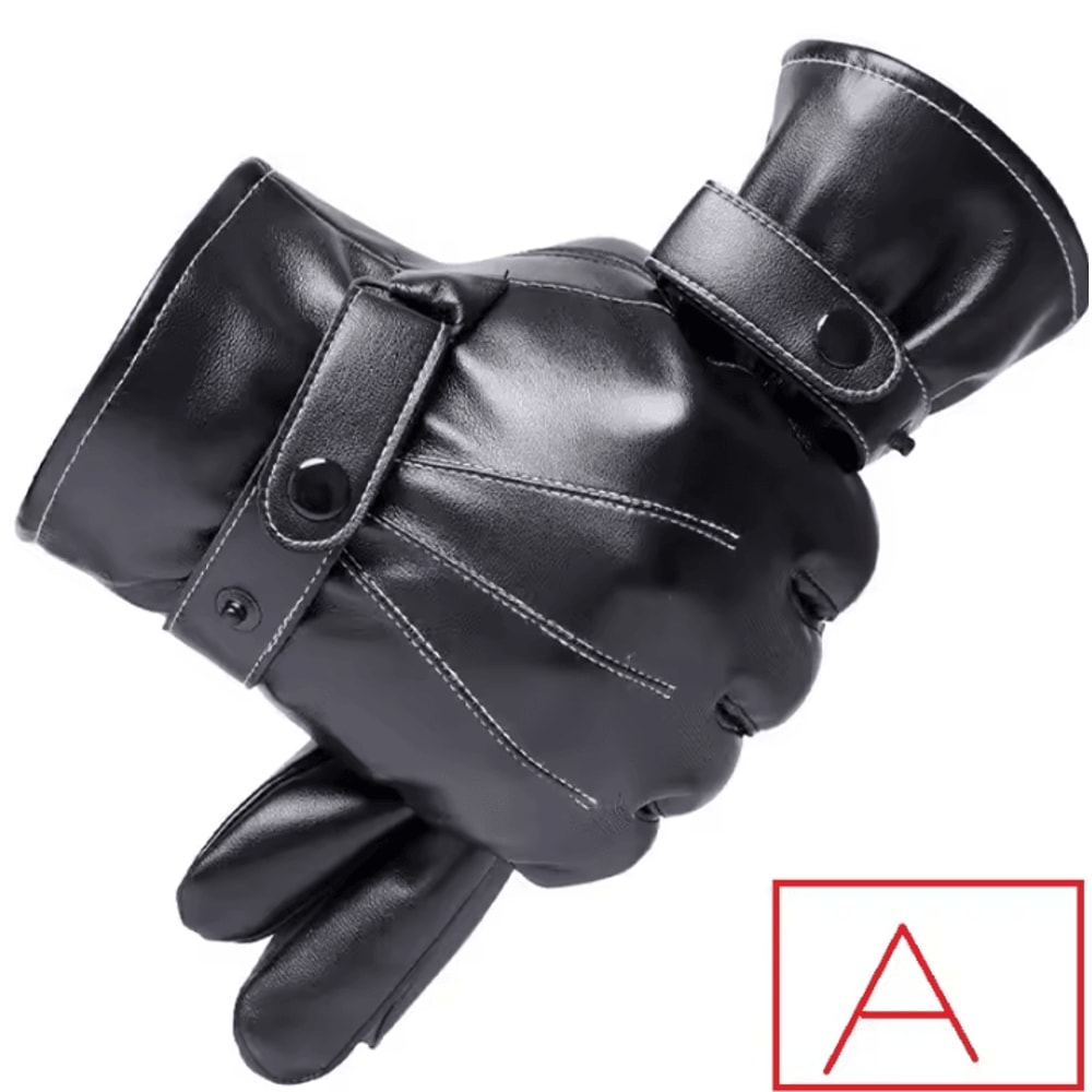 Mens PU Leather Touchscreen Gloves Thin Winter Driving Gloves Non Slip Full Finger 3