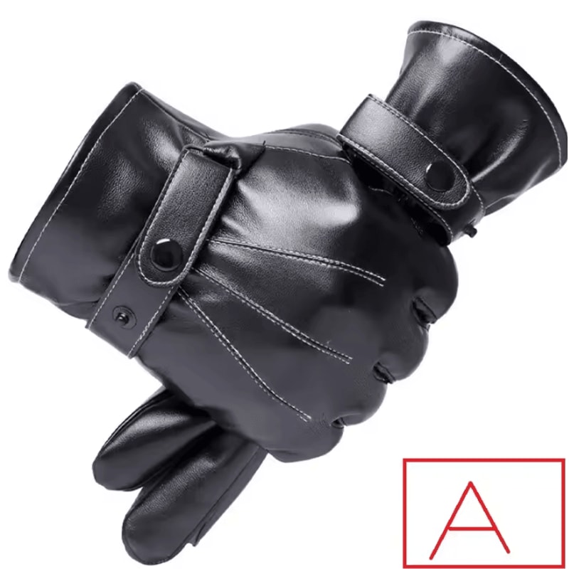Mens PU Leather Touchscreen Gloves Thin Winter Driving Gloves Non Slip Full Finger 3