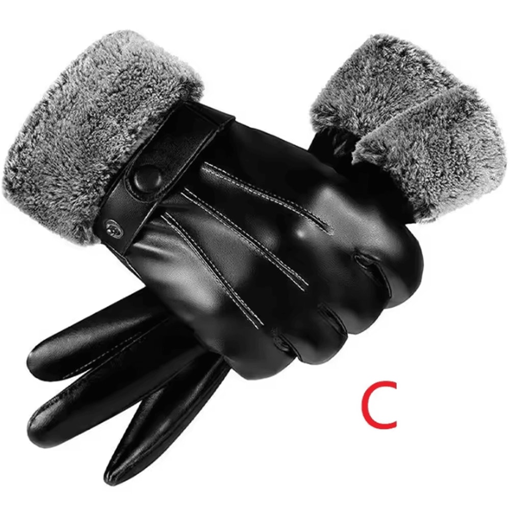 Mens PU Leather Touchscreen Gloves Thin Winter Driving Gloves Non Slip Full Finger 5