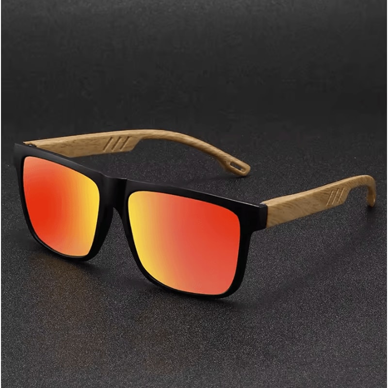 Square Wood Grain Sunglasses UV400 Protection Unisex Casual Outdoor Eyewear 4