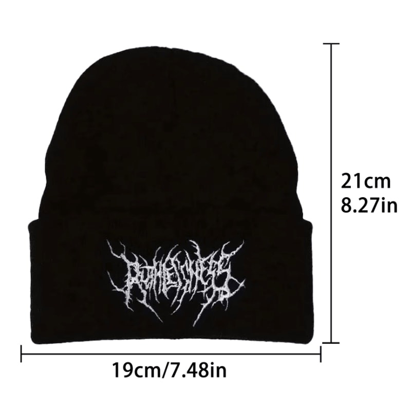 Gothic Knit Beanie Hat Unisex Acrylic Winter Skull Cap Street Style Warm Beanie 4