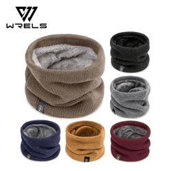 winter neck gaiter plush lined knitted tube scarf windproof warm neck warmer