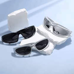 y2k oval punk sunglasses mirror lens uv400 retro unisex statement shades