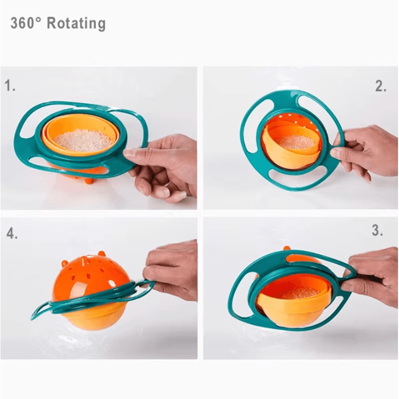 360 Rotating Spill Proof Gyro Bowl For Kids Anti Spill Baby Feeding Bowl 4