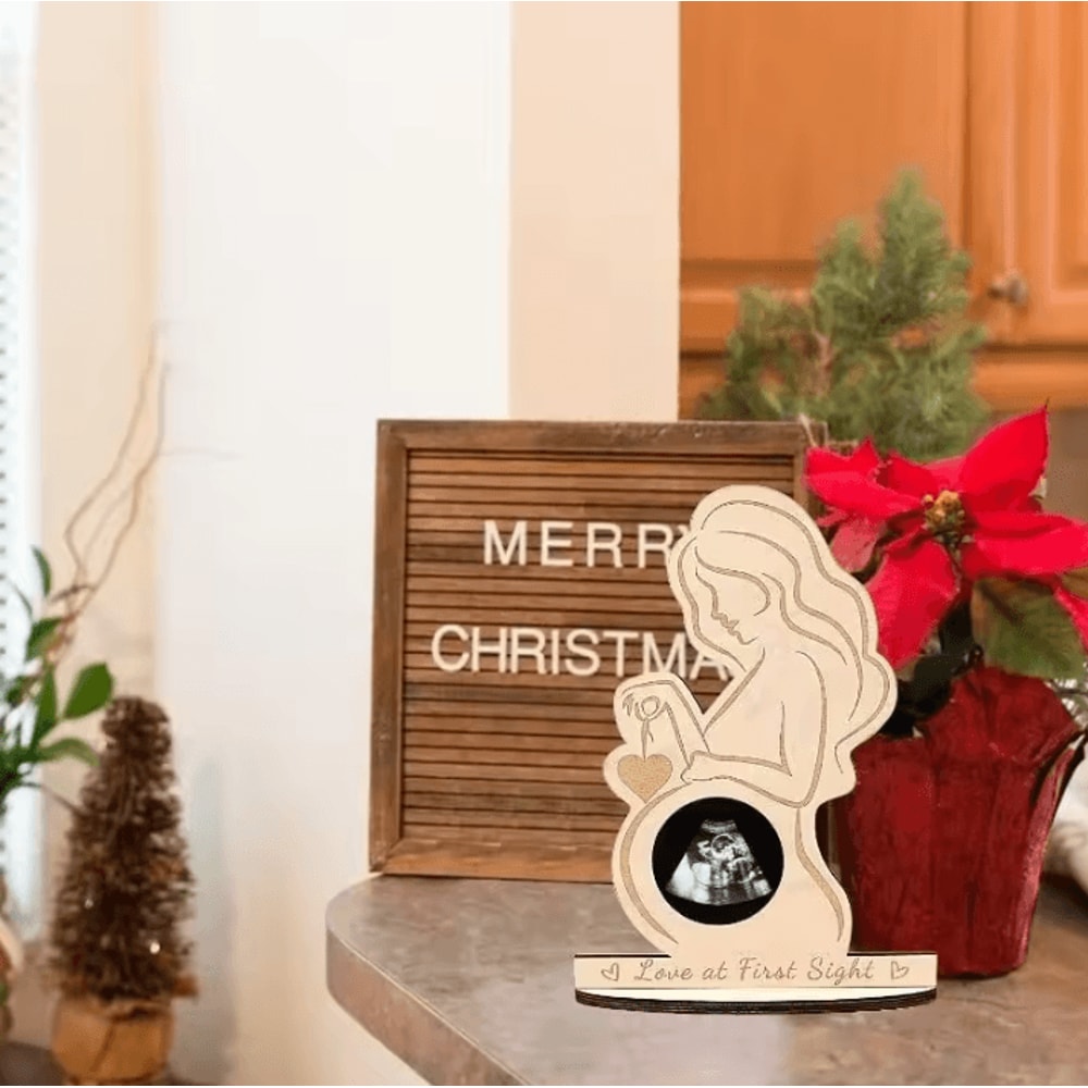Wooden Baby Ultrasound Photo Frame Sonogram Keepsake Gift For Expecting Moms 1