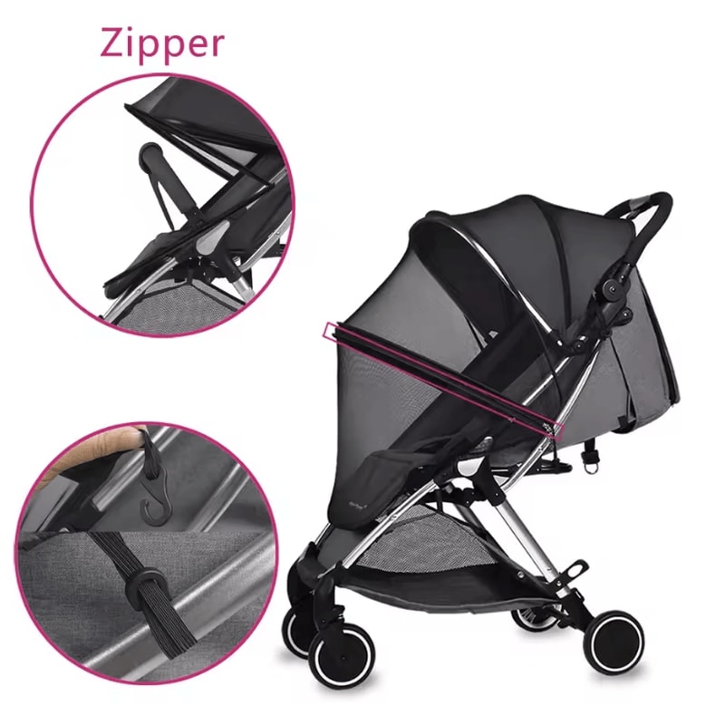 FullCover Baby Stroller Mosquito Net With Breathable Zipper Design 2