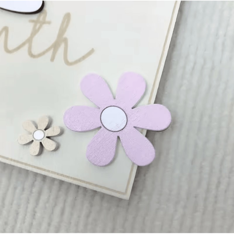 Floral Wooden Baby Milestone Cards DoubleSided Monthly Photo Props 2