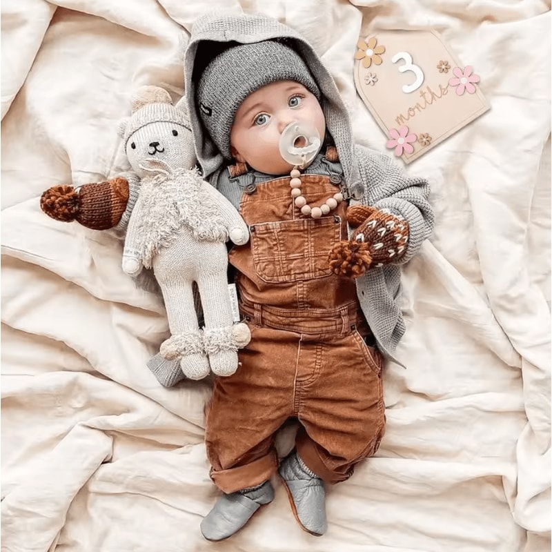 Floral Wooden Baby Milestone Cards DoubleSided Monthly Photo Props 4