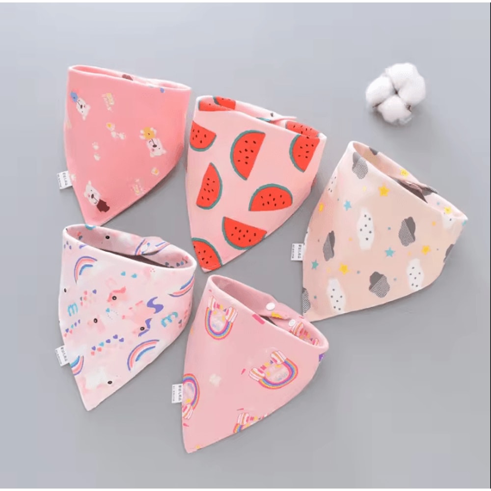 5Piece Waterproof Cotton Baby Bandana Bib Set Soft Absorbent Drool Protection 4