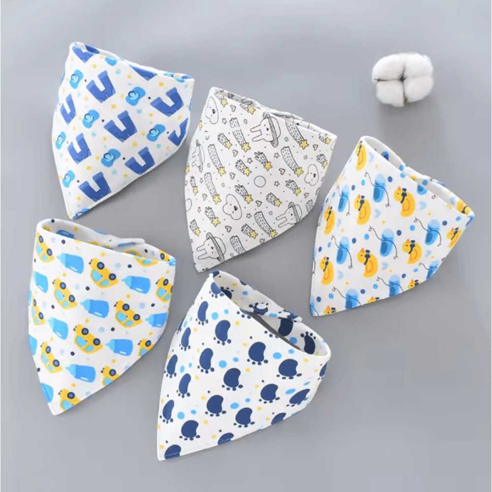 5Piece Waterproof Cotton Baby Bandana Bib Set Soft Absorbent Drool Protection 6