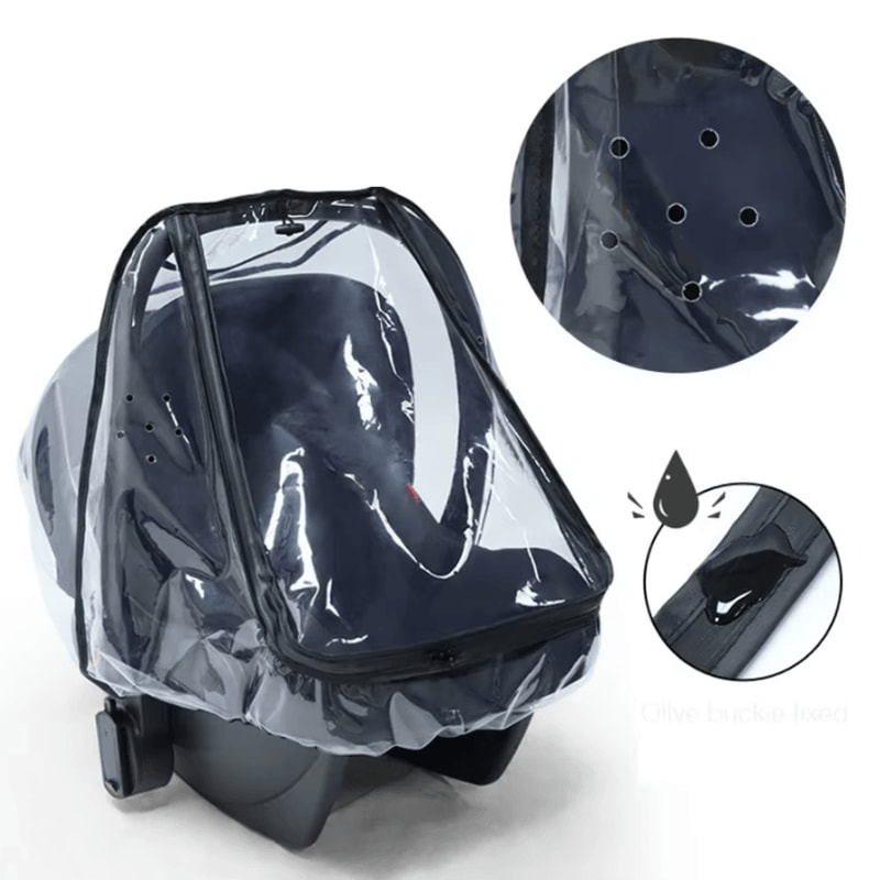 Transparent Universal Baby Stroller Rain Cover With Double Zipper Protection 1