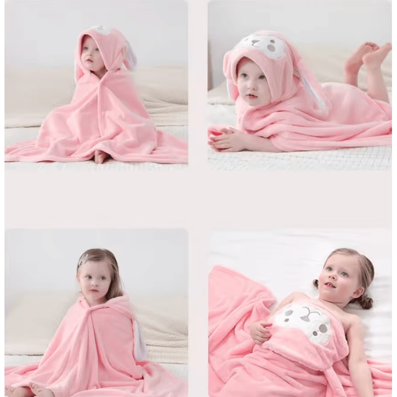 Super Soft Baby Hooded Towel Bathrobe Cozy Wrap Swaddle For Newborns 3