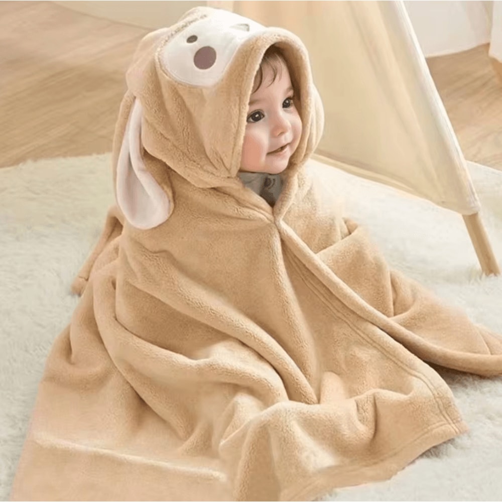 Super Soft Baby Hooded Towel Bathrobe Cozy Wrap Swaddle For Newborns 9