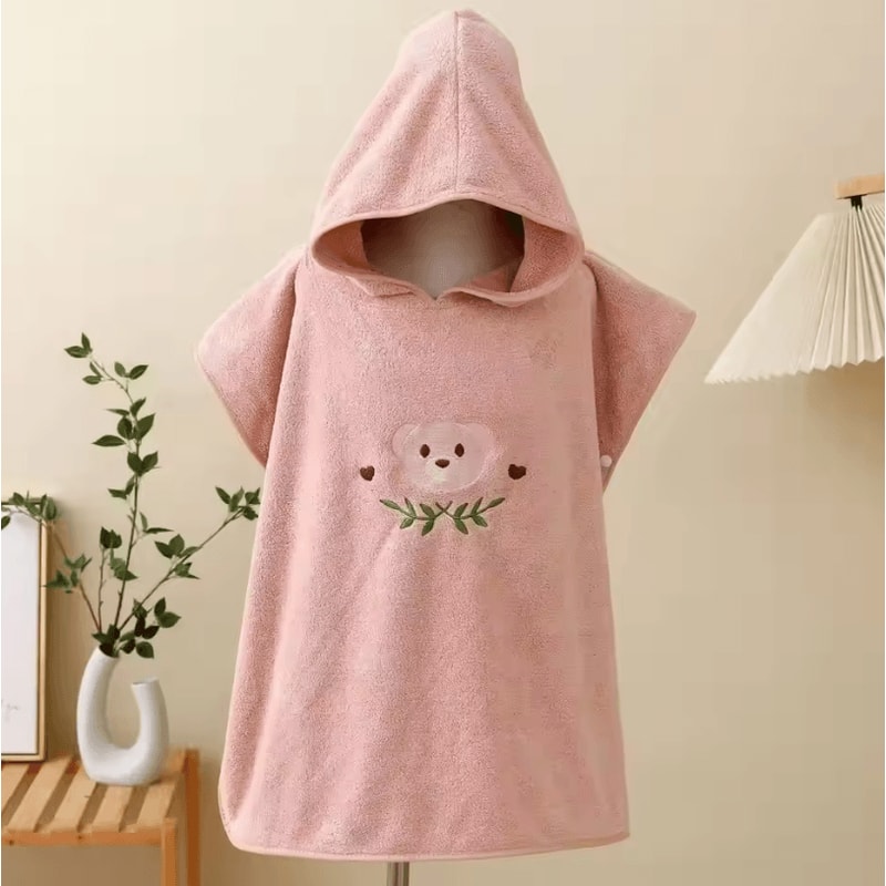 Cute Cartoon Coral Velvet Baby Hooded Bath Towel Soft Warm Wrap Bathrobe 8