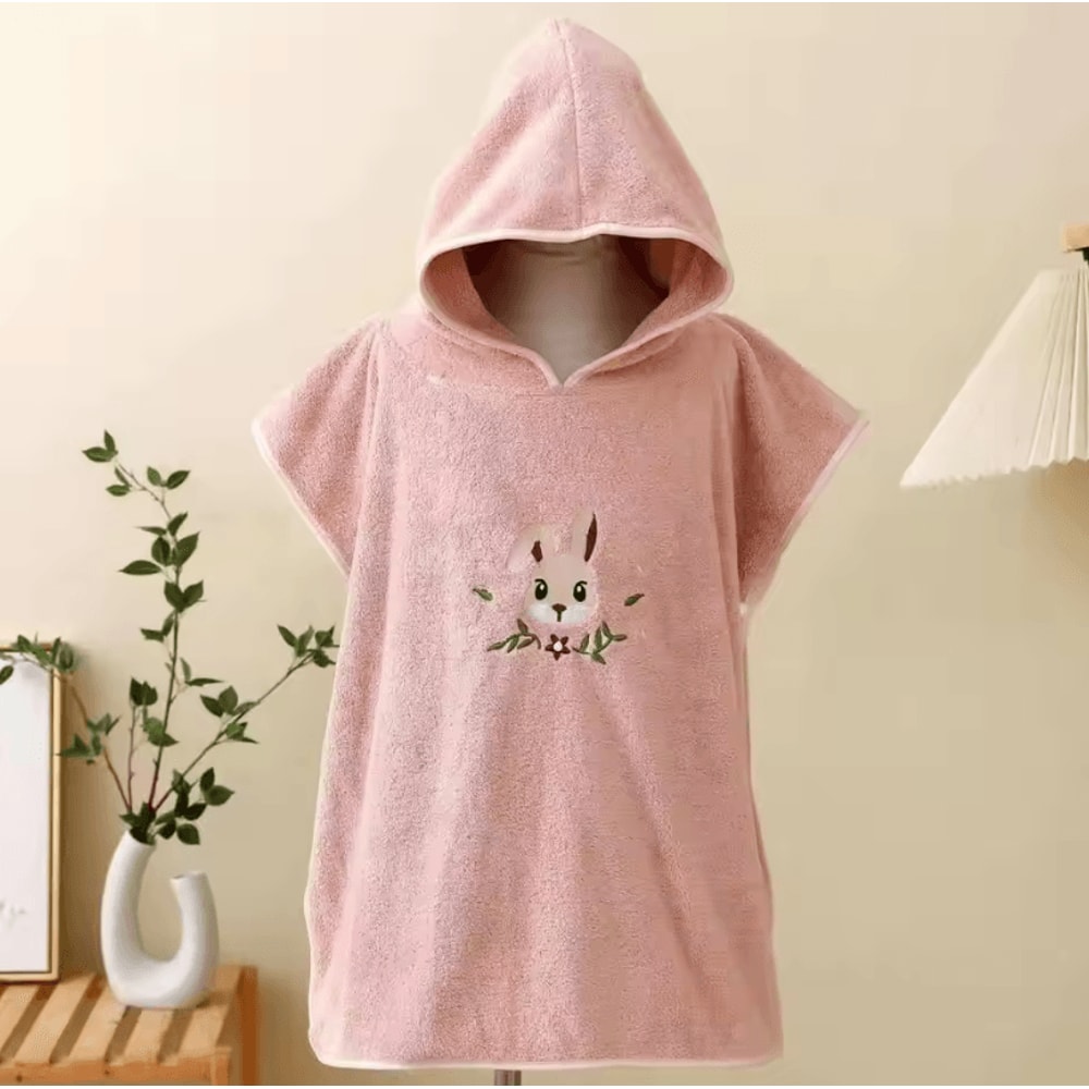 Cute Cartoon Coral Velvet Baby Hooded Bath Towel Soft Warm Wrap Bathrobe 9