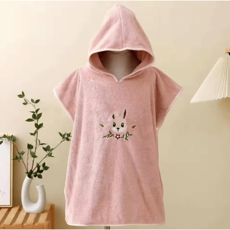 Cute Cartoon Coral Velvet Baby Hooded Bath Towel Soft Warm Wrap Bathrobe 9