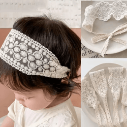 sweet lace floral baby headband – soft elastic princess hair accessory