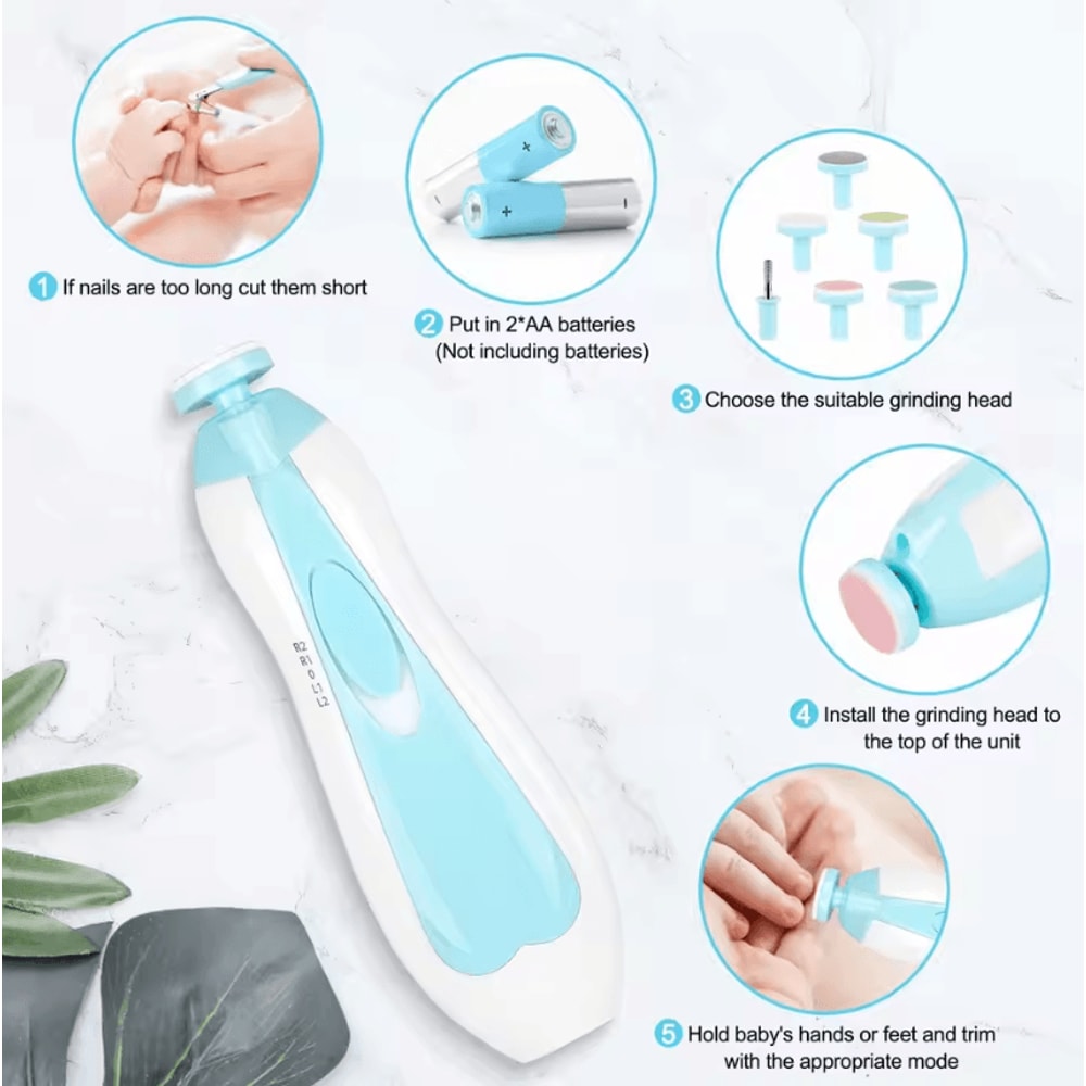 Multifunction Electric Baby Nail Trimmer Kit Safe Gentle Nail Care Set 0