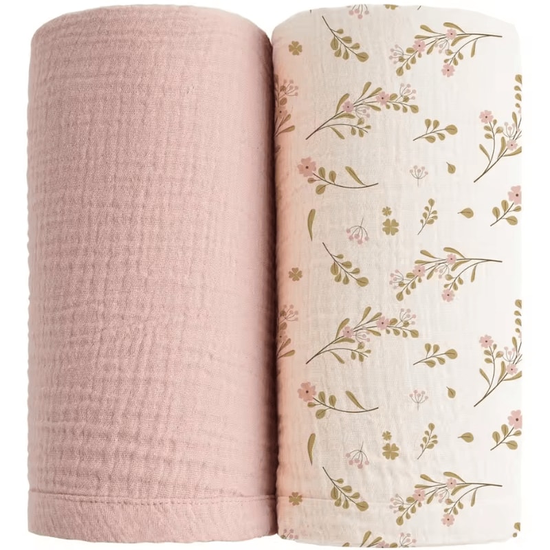 2Pack Soft Cotton Muslin Baby Swaddle Blankets For Newborn Comfort 0