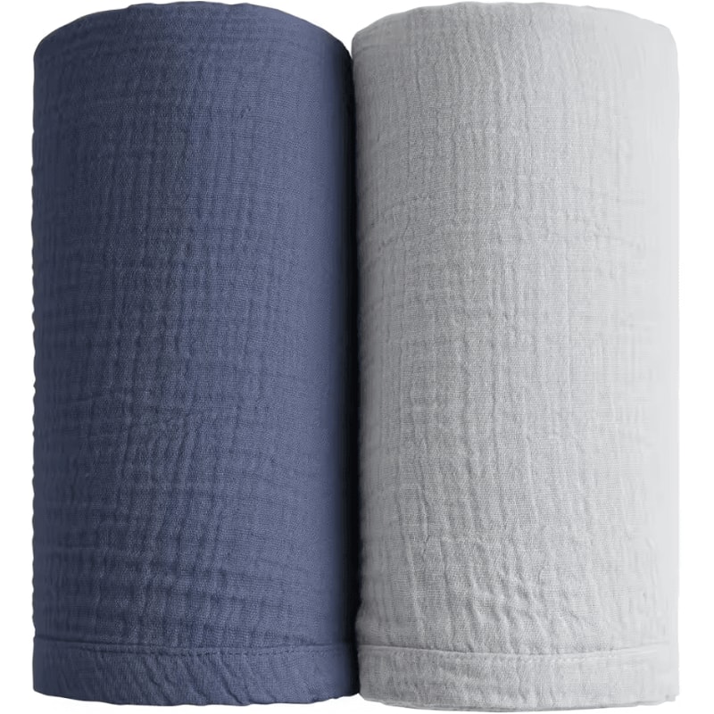 2Pack Soft Cotton Muslin Baby Swaddle Blankets For Newborn Comfort 3