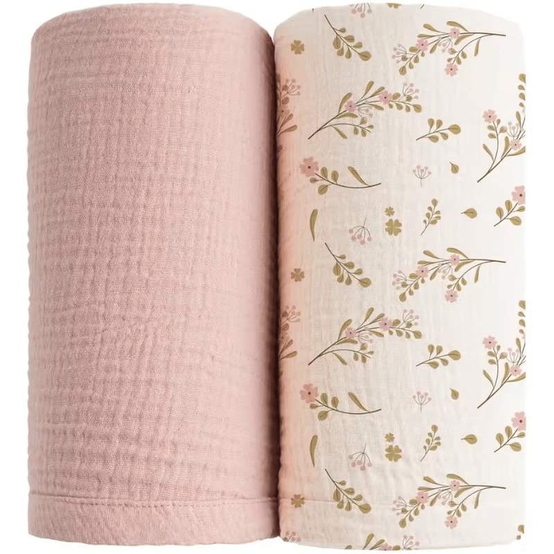 2Pack Soft Cotton Muslin Baby Swaddle Blankets For Newborn Comfort 5