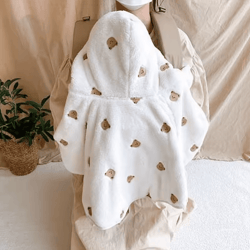 cozy coral velvet baby hooded cloak for warm & stylish winter comfort
