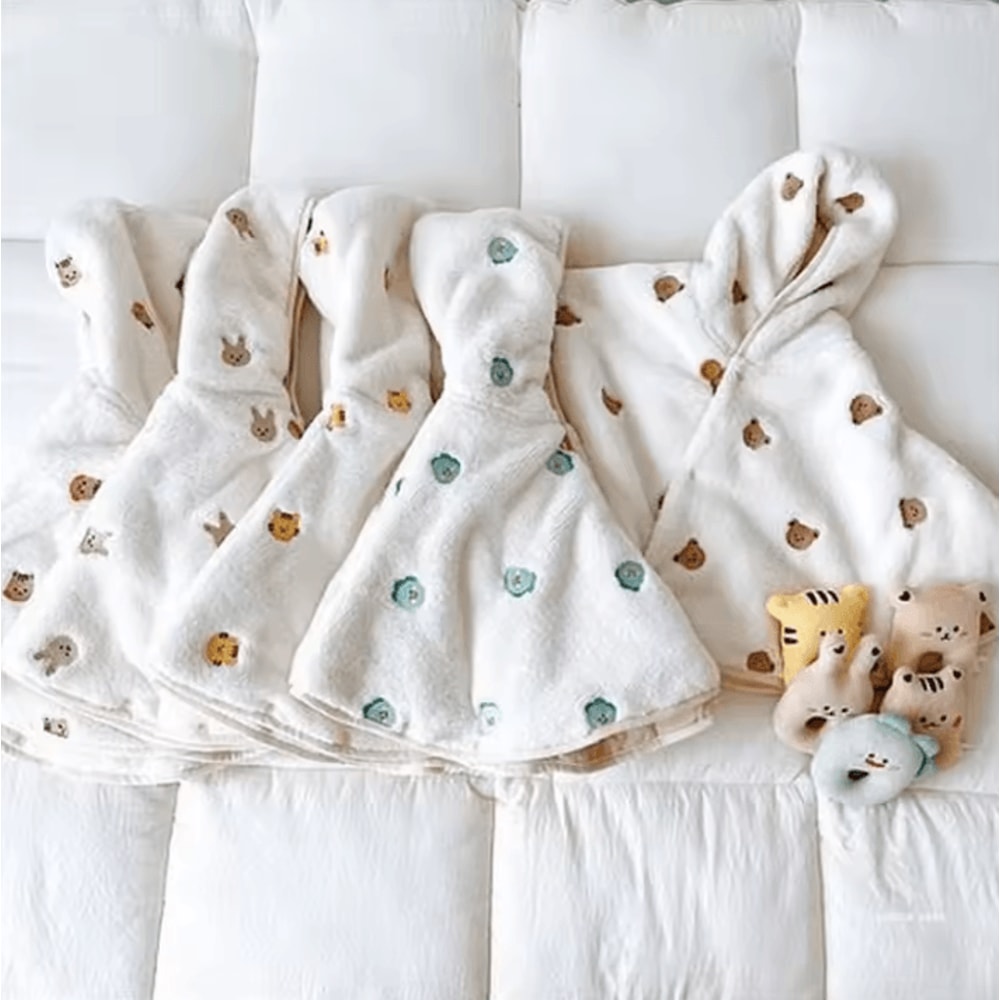 Cozy Coral Velvet Baby Hooded Cloak For Warm Stylish Winter Comfort 3