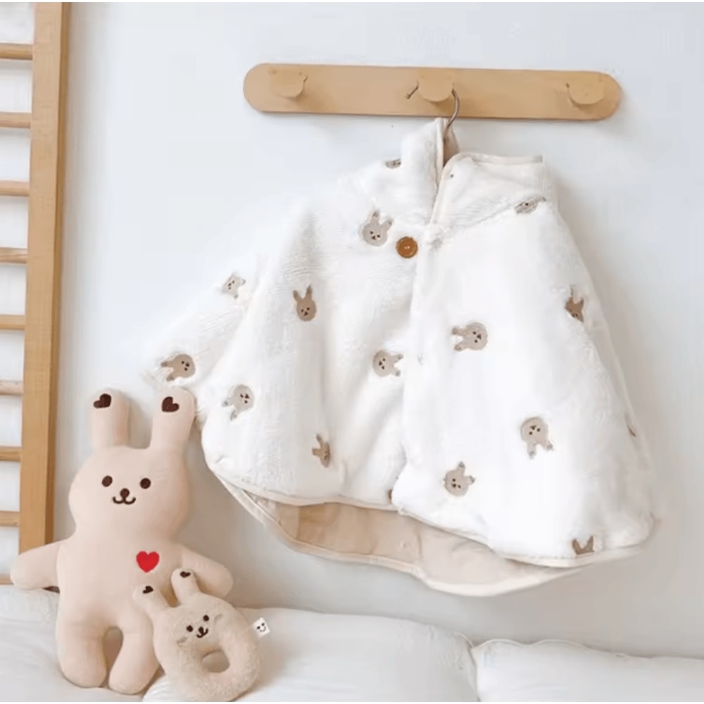 Cozy Coral Velvet Baby Hooded Cloak For Warm Stylish Winter Comfort 5