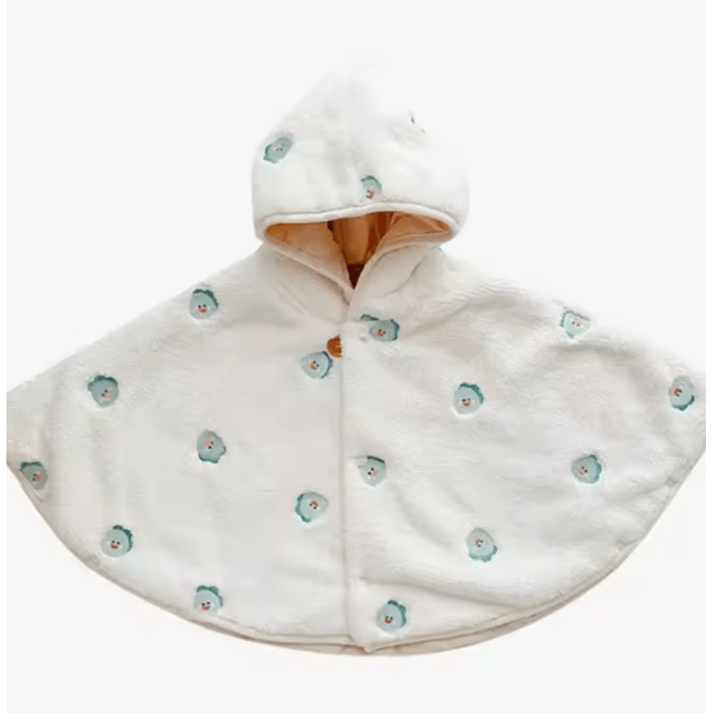 Cozy Coral Velvet Baby Hooded Cloak For Warm Stylish Winter Comfort 8