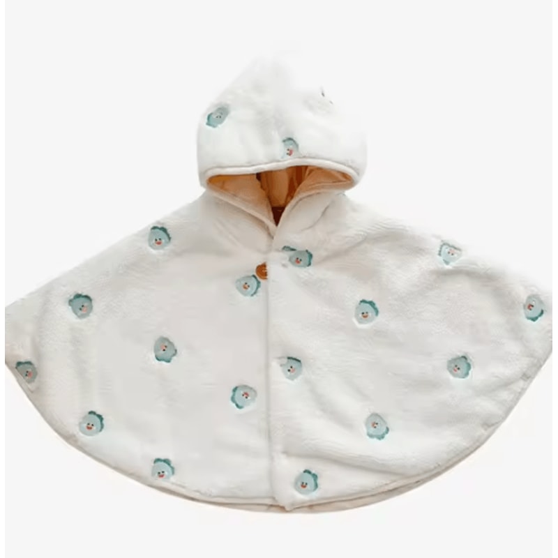 Cozy Coral Velvet Baby Hooded Cloak For Warm Stylish Winter Comfort 8