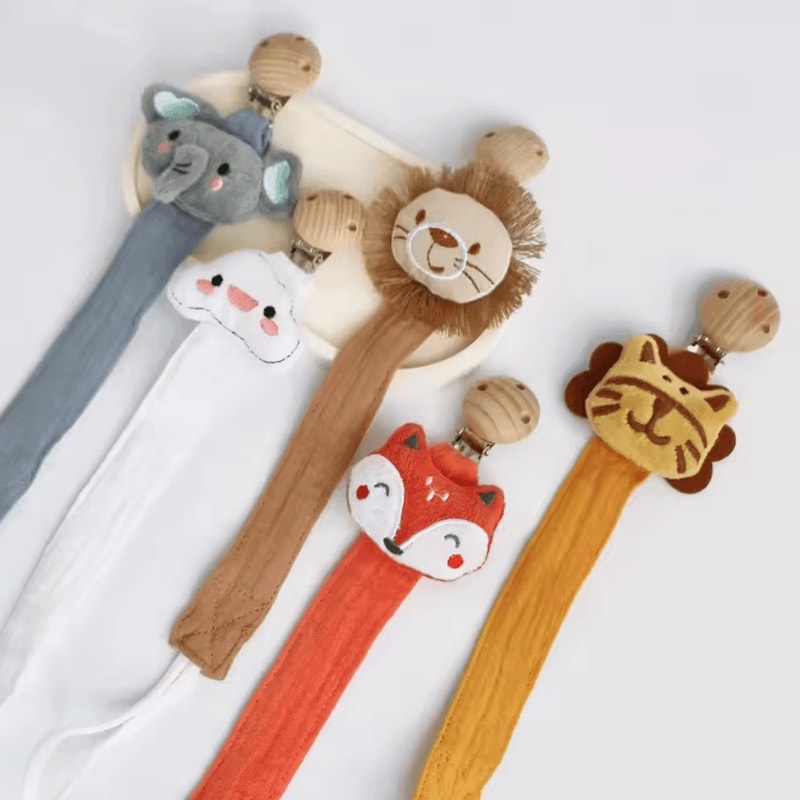 Cute Wooden Cartoon Baby Pacifier Clip Chain For Secure Natural Comfort 2