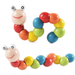 colorful montessori caterpillar wooden toy for sensory learning & play