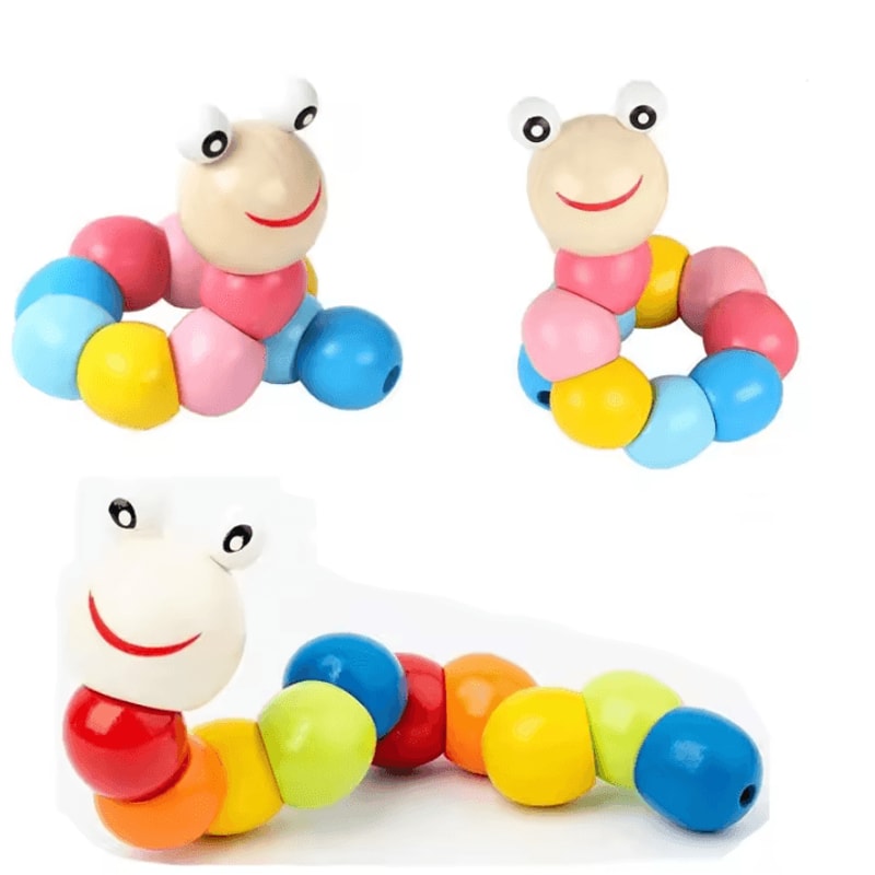 Colorful Montessori Caterpillar Wooden Toy For Sensory Learning Play 1
