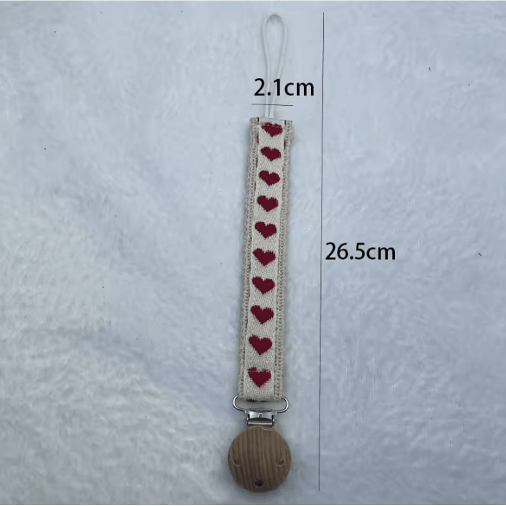 Wooden Flower Baby Pacifier Clip Chain With Embroidered Design 5