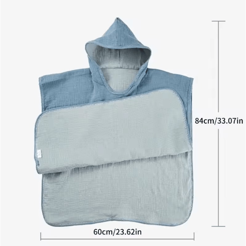 Soft Cotton Gauze Baby Hooded Bath Towel Poncho For Cozy Drying Comfort 3