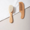 2PCS Natural Wooden Baby Hair Brush Comb Set With Soft Wool Bristles 1