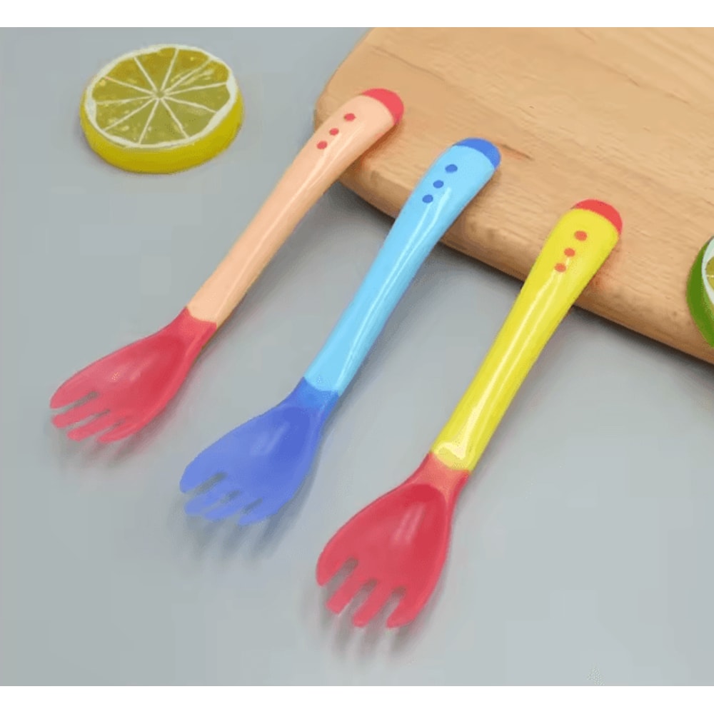 2in1 Temperature Sensing Baby Spoon Fork Set For Safe Feeding 0