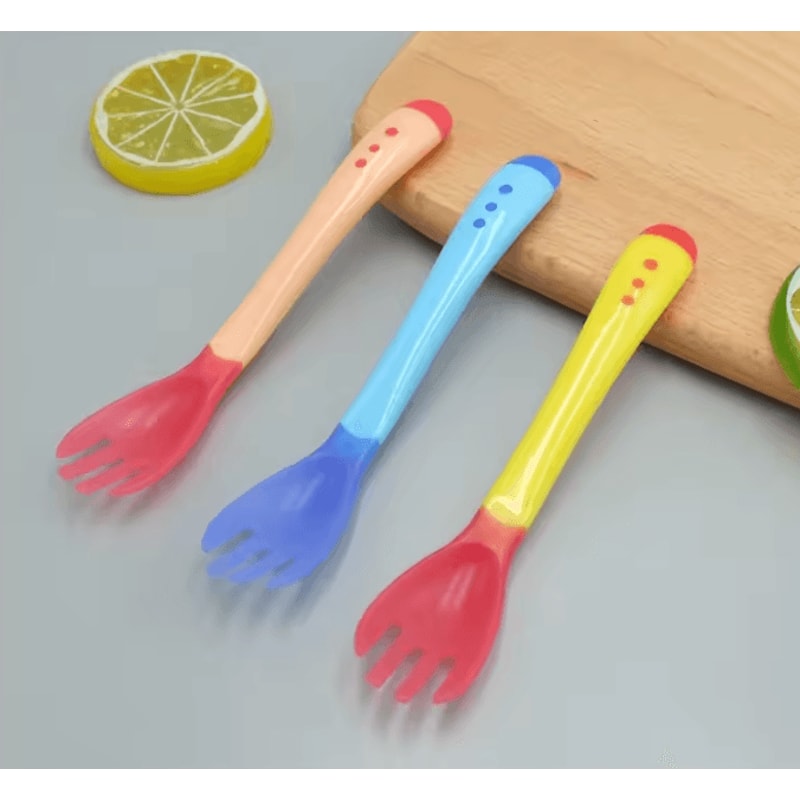 2in1 Temperature Sensing Baby Spoon Fork Set For Safe Feeding 0
