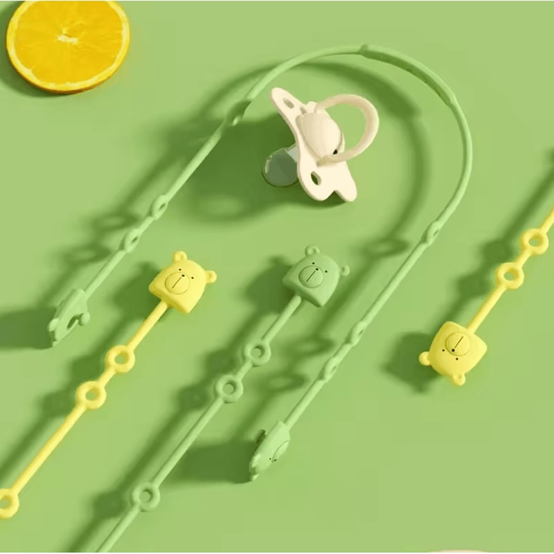 Adjustable Bear Silicone Pacifier Clip Chain For Secure Safe Baby Use 1