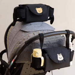 universal baby stroller organizer bag with cup holders & smart storage