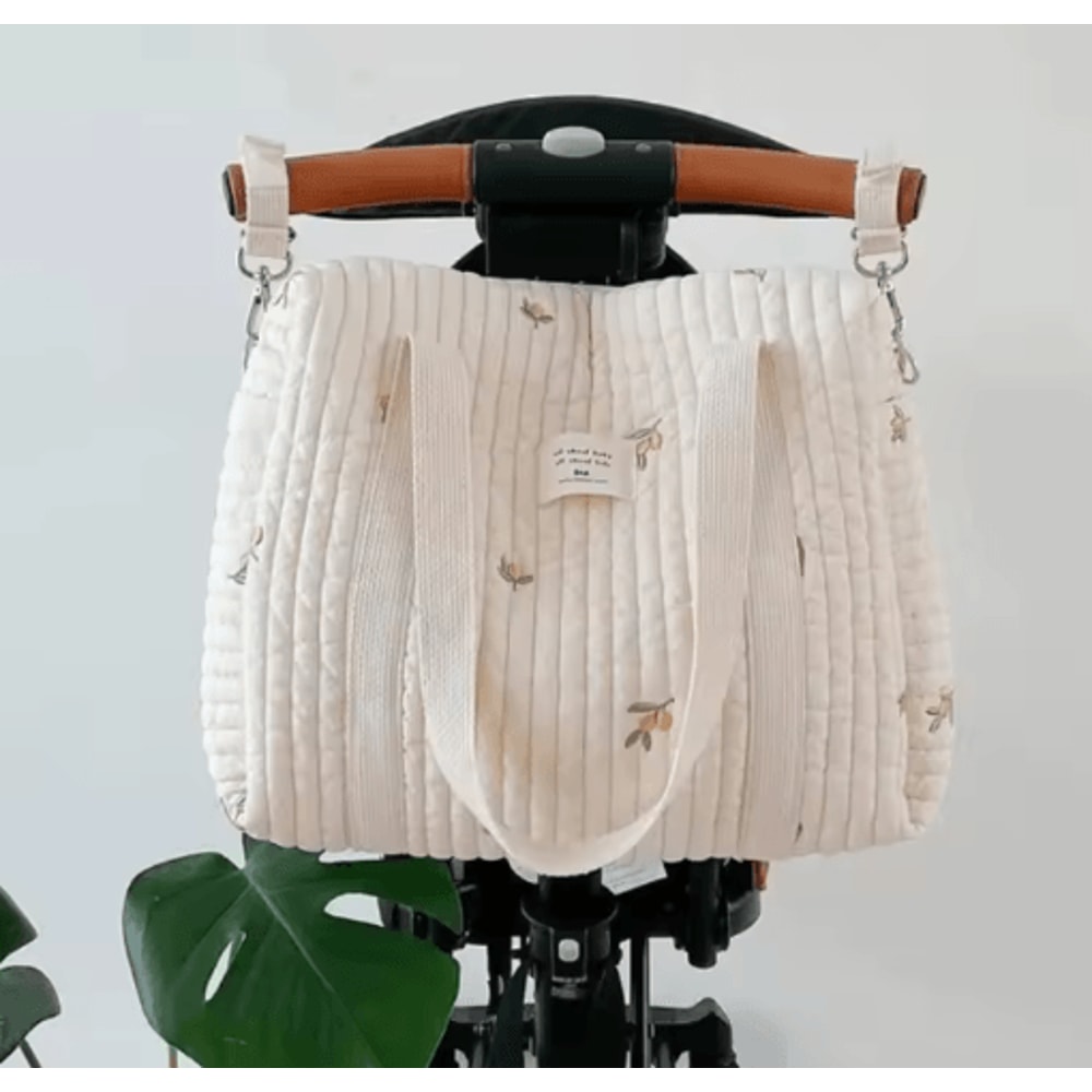 KoreanStyle Quilted Diaper Bag With Elegant Embroidery Large Storage 2